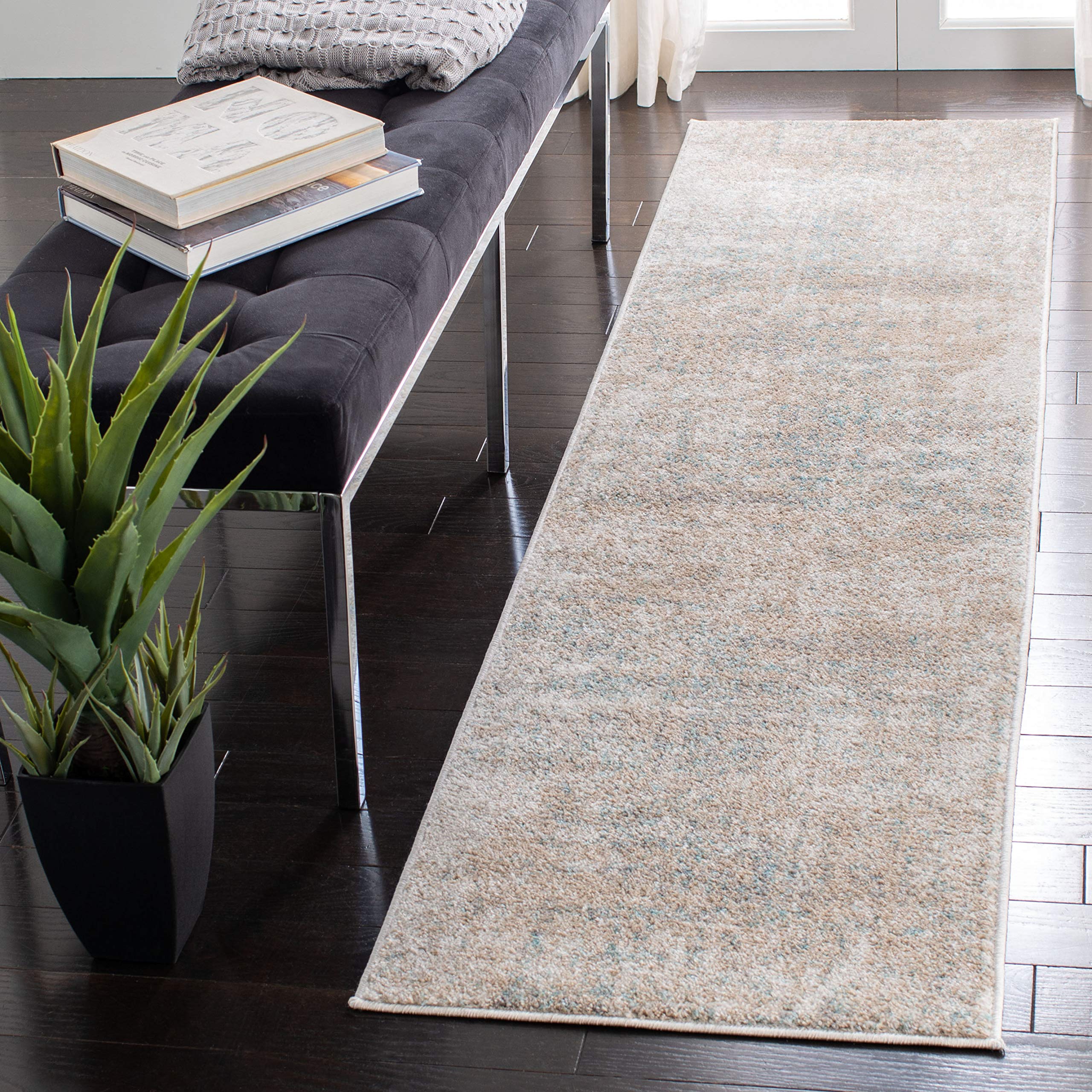 SAFAVIEH Adirondack Collection Runner Rug - 2'1'' x 8', Beige & Slate, Modern Abstract Design, Non-Shedding & Easy Care, Ideal f
